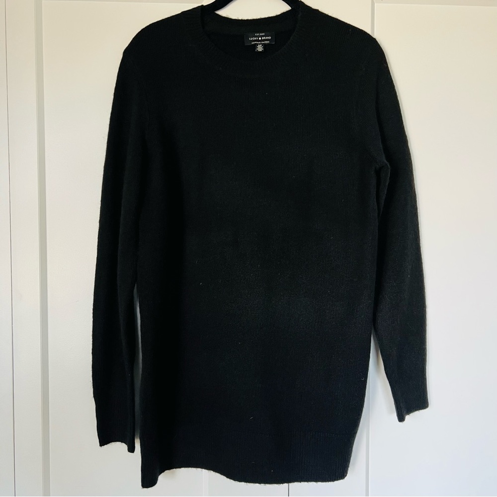 Lucky Brand Women’s Black Tunic Crew Neck Sweater Size Small